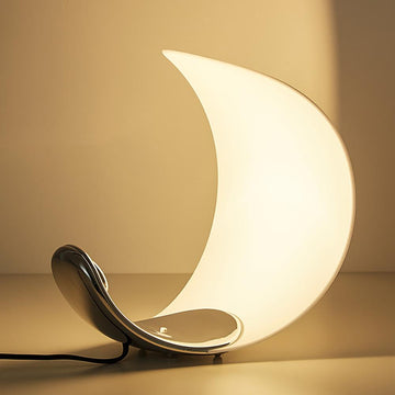 White Half-Moon Table Lamp Dimmable Metal Desk Lamp